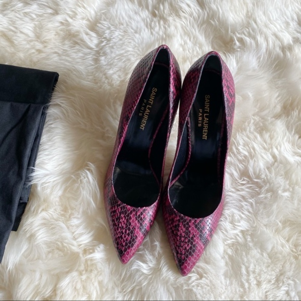 Saint Laurent Python Embossed Pink Heels Paris - image 2